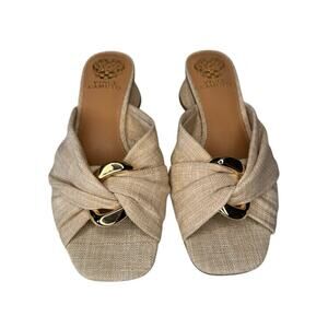 Vince Camuto NEW Women's Liane Linen Slide Sandals 8M Natural Neutral Coastal